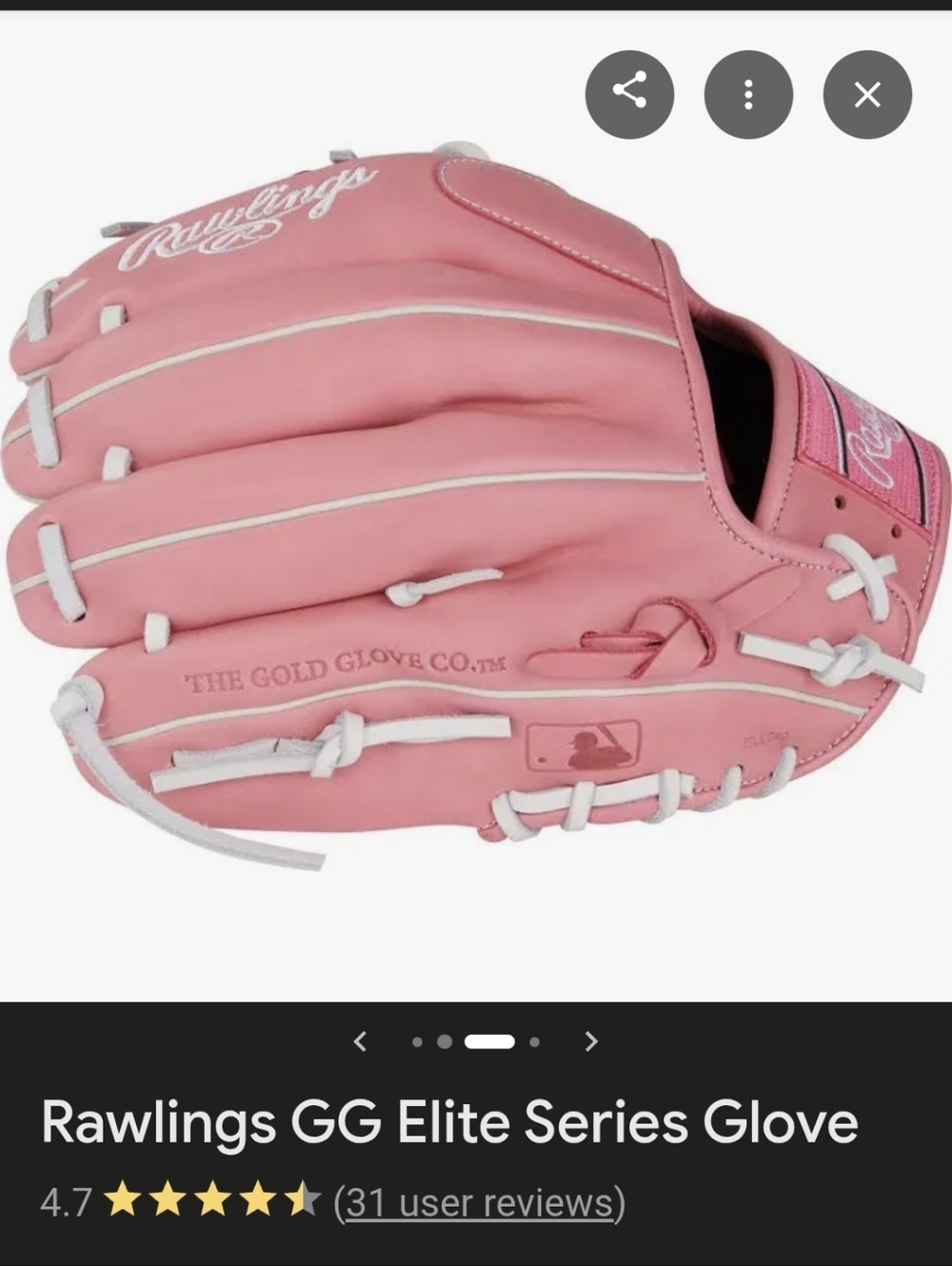Rawlings Gold Glove GG Elite 11.5 Inch Baseball Glove Pink - Picture 6 of 13